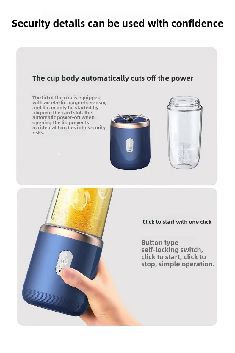 Portable Fruit Juice Blenders Summer Personal Electric Mini Bottle Home USB 6 Blades Juicer Cup Machine For Kitchen