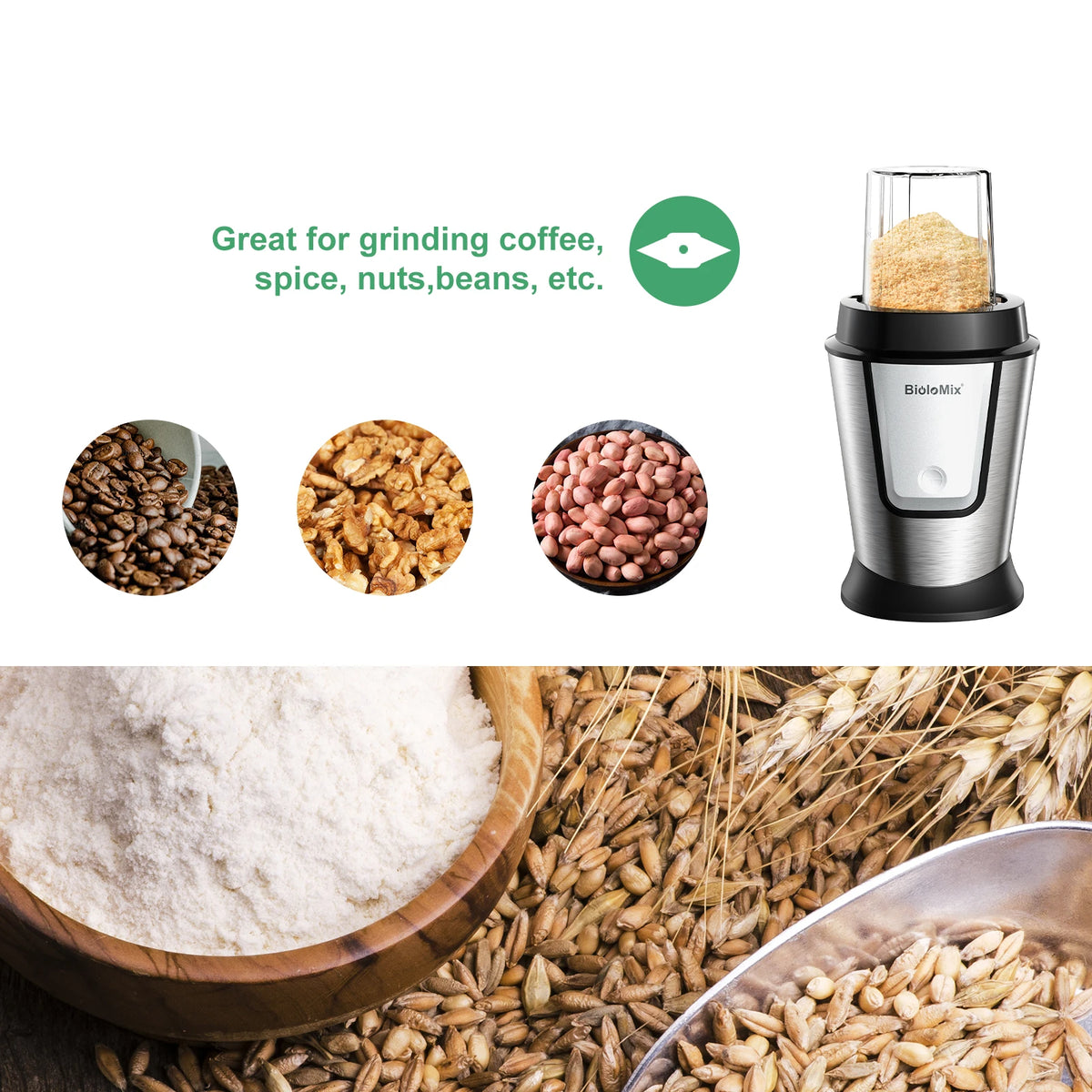 BioloMix 700W 3-in-1 Multifunctional Portable Food Processor Juicer Blender Smoothie Mixer Food Chopper Dry Grinder for Kitchen