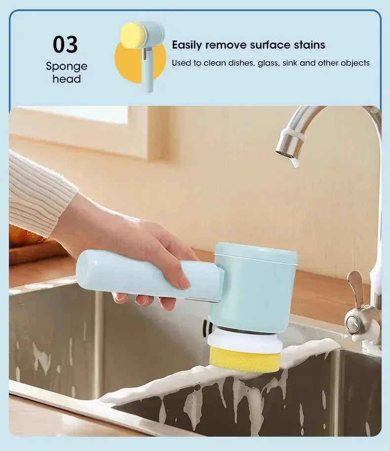 New Cordless Spin Scrubber Electric Rechargeable 5 in 1 Brush Heads for Bathroom Kitchen Tile Grout Shower Car Deep Clean