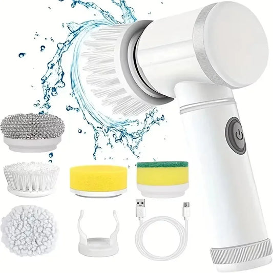 New Cordless Spin Scrubber Electric Rechargeable 5 in 1 Brush Heads for Bathroom Kitchen Tile Grout Shower Car Deep Clean